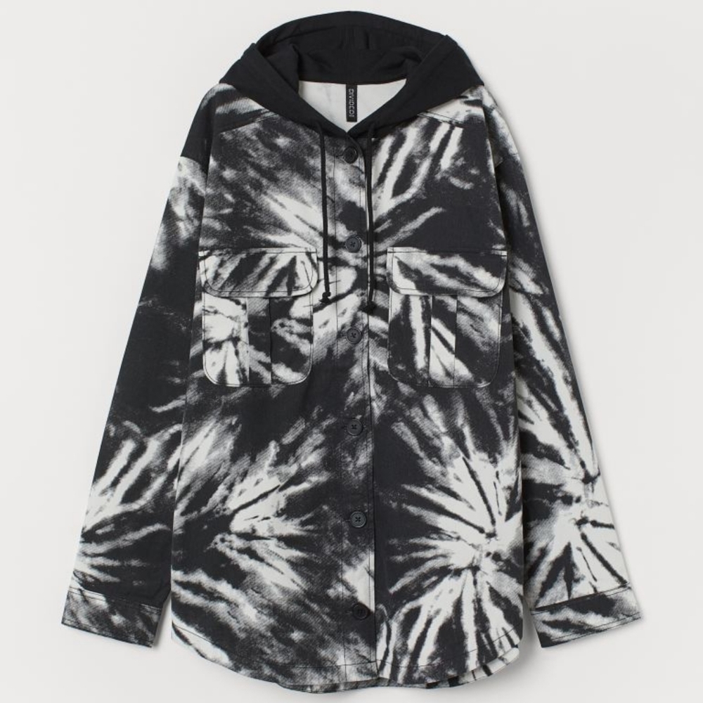 Tie dye hooded utility shirt